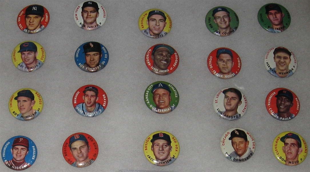 1956 Topps Baseball Buttons Lot of (20) W/ Hodges