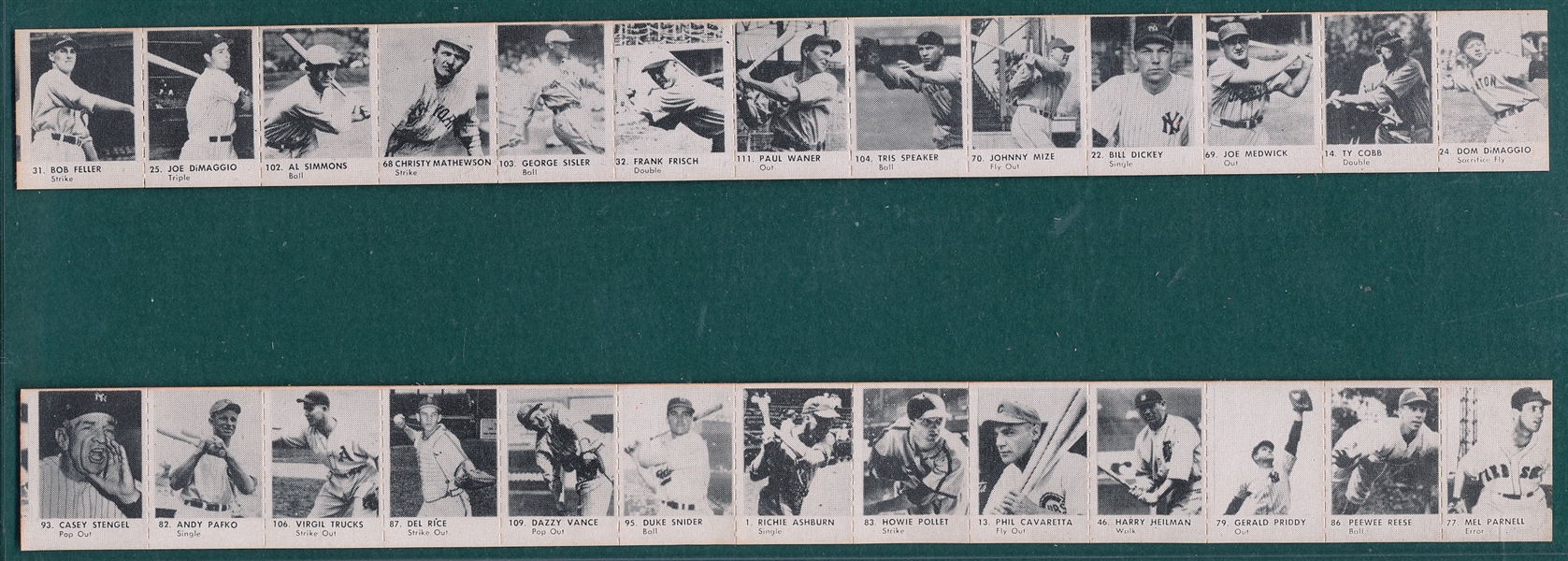 1950 R423 Strips Lot of (2) W/ Joe DiMaggio, Mathewson & Cobb