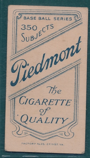 1909-1911 T206 Huggins, Portrait, Piedmont Cigarettes