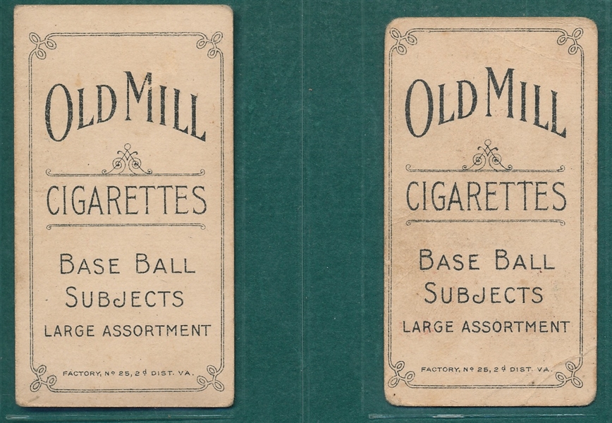 1909-1911 T206 Batch & Bliss Old Mill Cigarettes, Lot of (2)