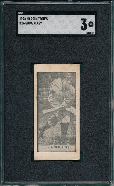 1928 Harrington's #16 Eppa Rixey SGC 3