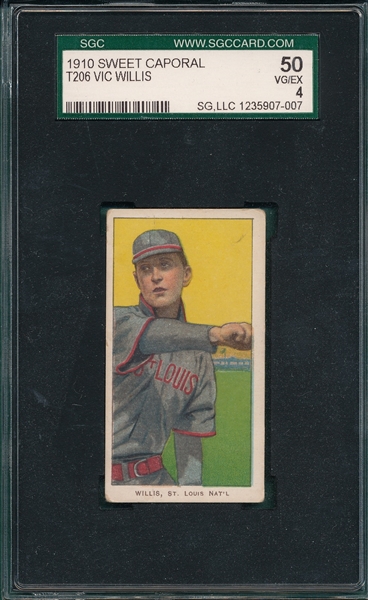 1909-1911 T206 Willis, Throwing, Sweet Caporal Cigarettes SGC 50