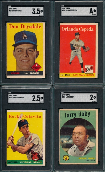 1958-59 Topps Lot of (4) W/ '58 Cepeda, Rookie, SGC