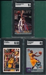 1996-2007 Lot of (3) Kobe Bryant W/ Rookies SGC