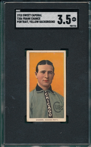 1909-1911 T206 Chance, Yellow Portrait, Sweet Caporal Cigarettes SGC 3.5