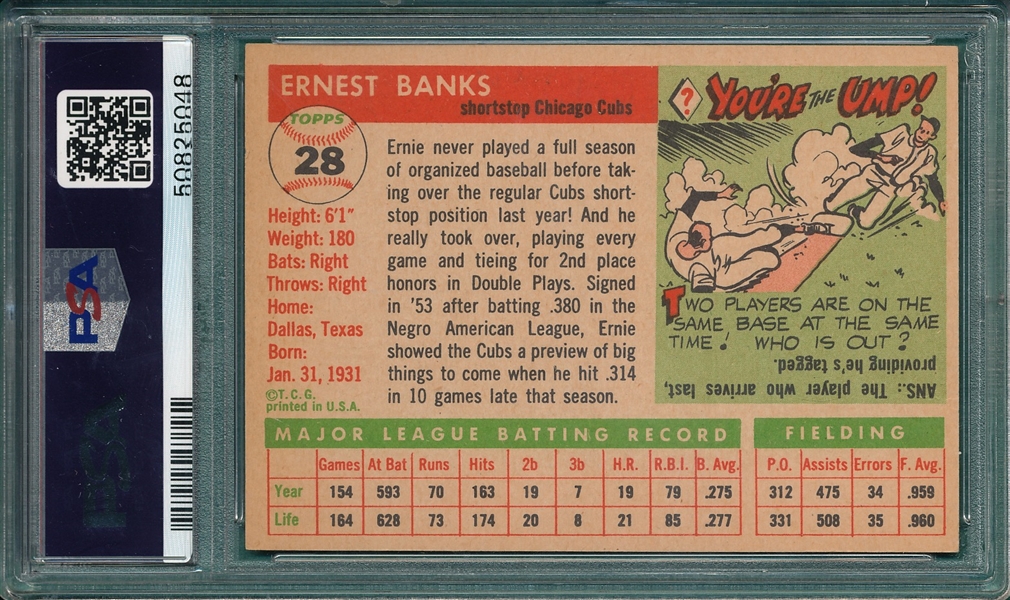 1955 Topps #28 Ernie Banks PSA 4.5