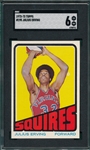 1972 Topps Basketball #195 Julius Erving SGC 6 *Rookie*