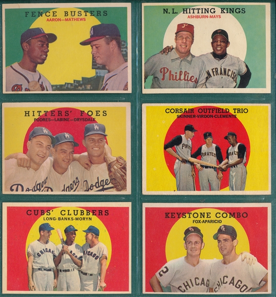 1959 Topps Lot of (6) Specials W/ Aaron, Mays & Clemente