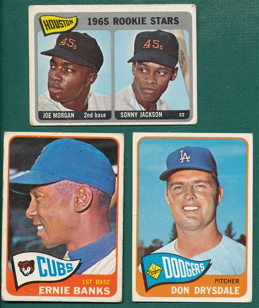 1965 Topps Lot of (17) Mostly HOFers W/ #16 Morgan, Rookie & #510 Banks