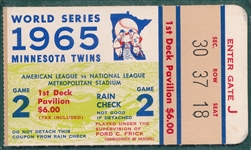 1965 World Series Ticket Stubs, Game 2