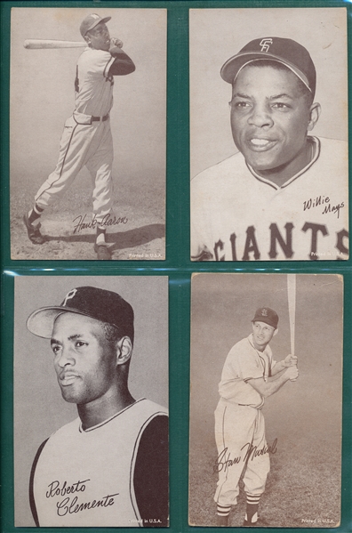 1963 Exhibits Stats Backs Lot of (24) W/ Mays, Clemente & Aaron