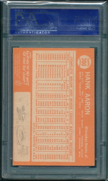 1964 Topps #300 Hank Aaron PSA 6