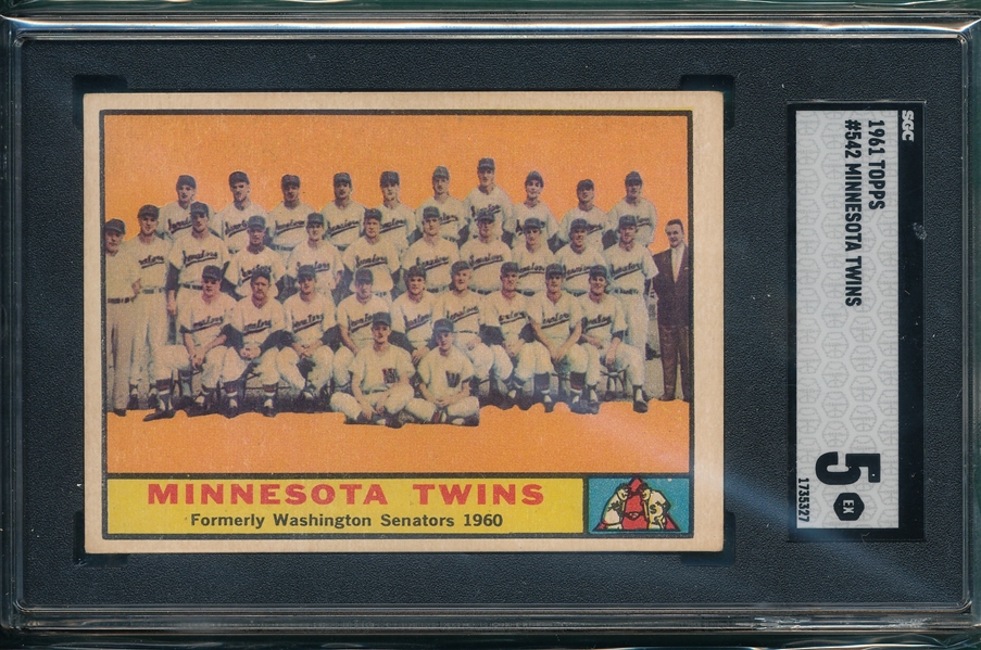1961 Topps #542 Twins Team SGC 5 *Hi #*