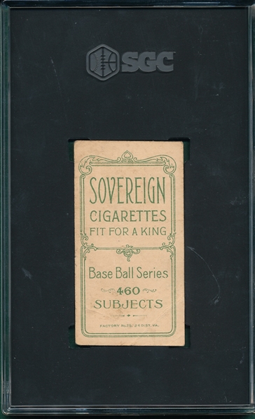 1909-1911 T206 McGraw, Glove On Hip, Sovereign Cigarettes, SGC 1 *460*