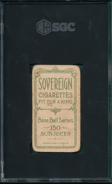 1909-1911 T206 Young, Bare Hand, Sovereign Cigarettes, SGC 1 