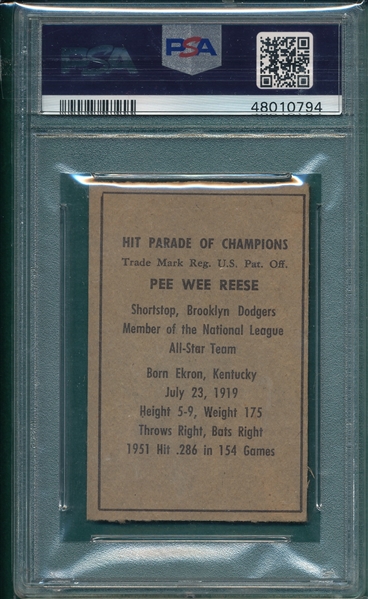 1952 Berk Ross Pee Wee Reese PSA 6
