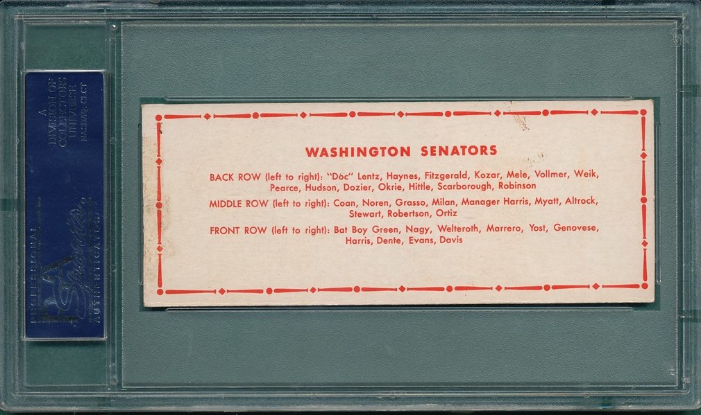 1951 Topps Teams Senators, Undated, PSA 7 (MC)