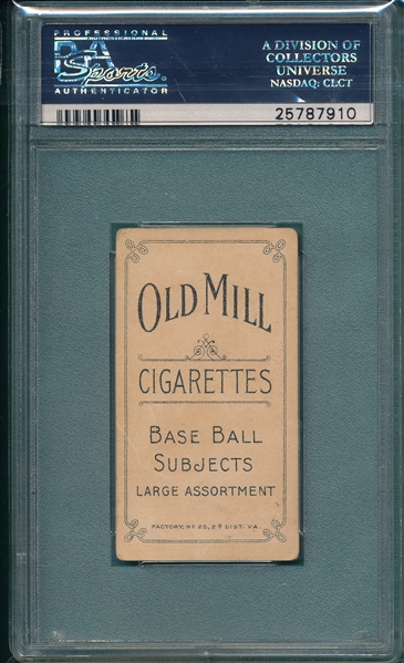 1909-1911 T206 Tannehill, L. Tannehill Old Mill Cigarettes PSA 3