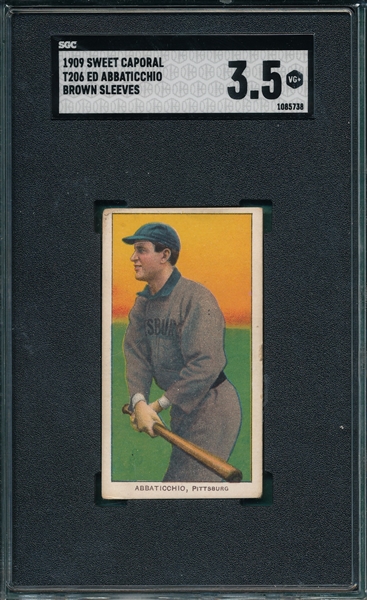 1909-1911 T206 Abbaticchio, Brown Sleeves, Sweet Caporal Cigarettes SGC 3.5 