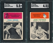 1961 Fleer Basketball #45 Arizan, IA & #65 Twyman, IA, Lot of (2) SGC