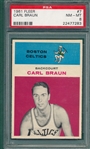 1961 Fleer Basketball #7 Carl Braun PSA 8