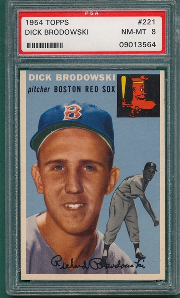 1954 Topps #221 Dick Brodowski PSA 8