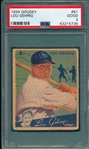 1934 Goudey #61 Lou Gehrig PSA 2