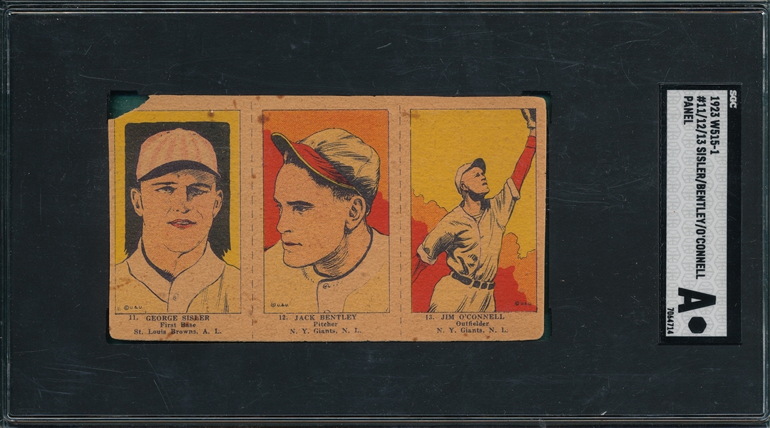 1923 W515-1 Panel #11/12/13 W/ Sisler SGC Authentic