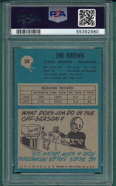 1964 Philadelphia #30 Jim Brown PSA 5