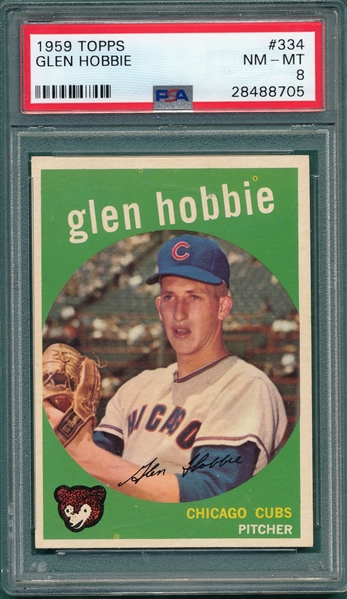 1959 Topps #334 Glen Hobbie PSA 8