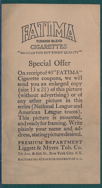1913 T200 Philadelphia Americans Fatima Cigarettes 