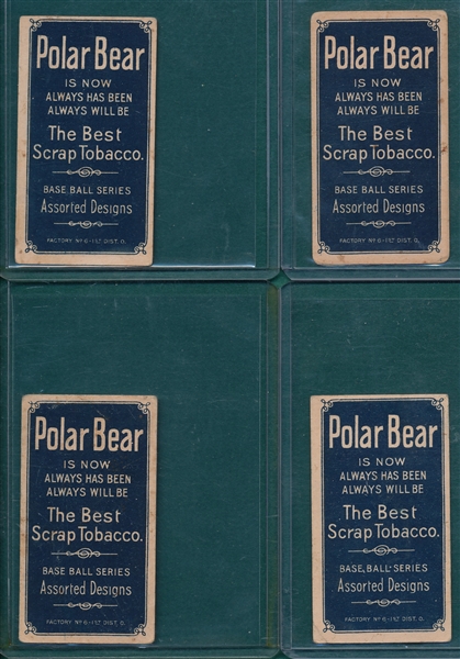 1909-1911 T206 Polar Bear Lot of (4) W/ Brashear
