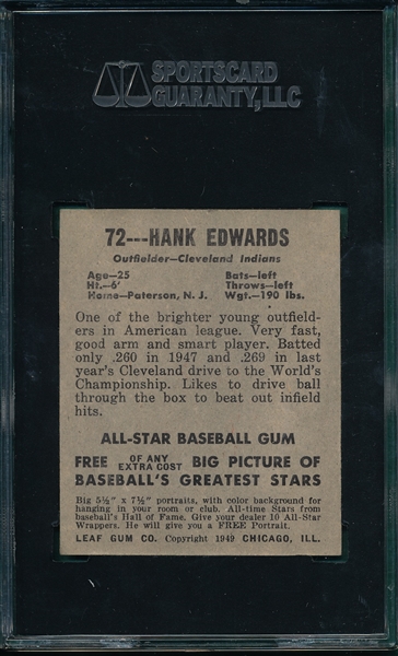 1948 Leaf #72 Hank Edwards SGC 86