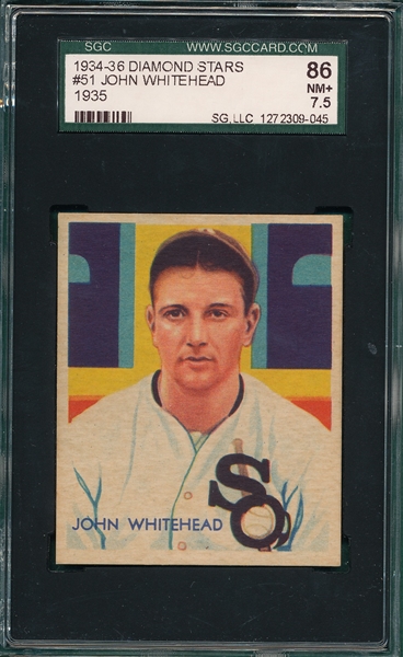 1934-36 Diamond Stars #51 John Whitehead SGC 86