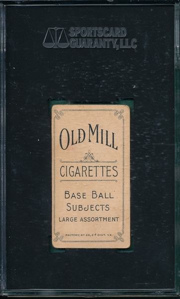 1909-1911 T206 Bill Dahlen, Brooklyn, Old Mill Cigarettes SGC 35