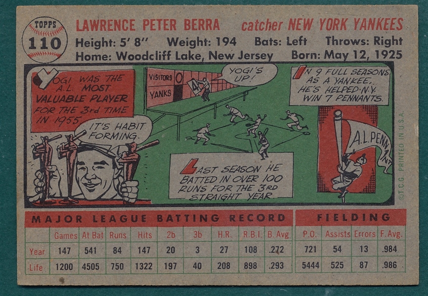 1956 Topps #110 Yogi Berra