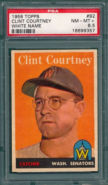 1958 Topps #92 Clint Courtney PSA 8.5 *White Name* 