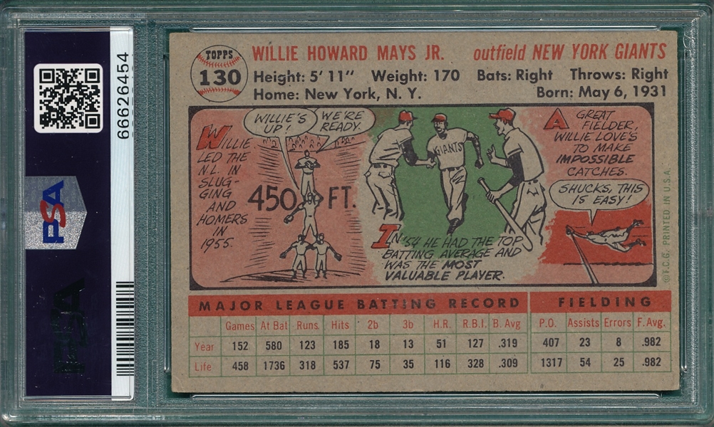 1956 Topps #130 Willie Mays PSA 4 *Gray*
