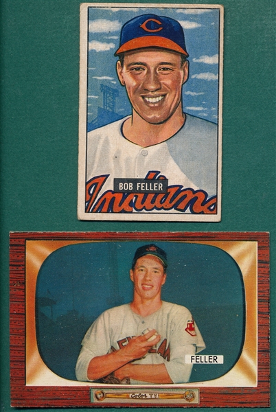 1951 & 1955 Bowman, Lot of (2) Bob Feller
