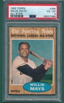 1962 Topps #395 Willie Mays, AS, PSA 4