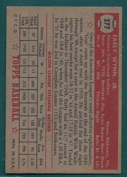 1952 Topps #277 Early Wynn