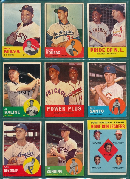 1963 Topps Lot of (147) W/ Koufax, Aaron & Mays