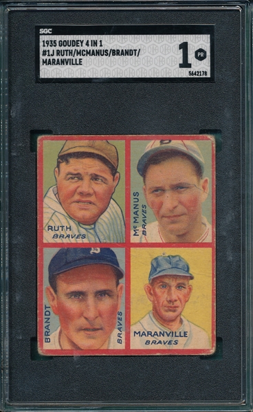 1935 Goudey #1J Braves W/ Babe Ruth
