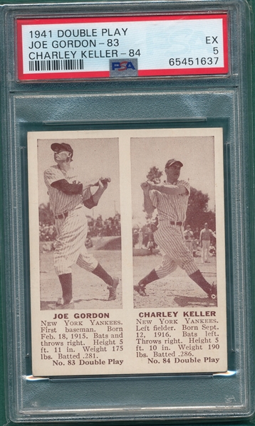 1941 Double Play #83 Gordon/#84 Keller PSA 5