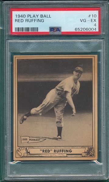 1940 Play Ball #10 Red Ruffing PSA 4