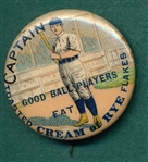 1896 PD1 Baseball Player Captain Cream of Rye Flakes Advertising Pin