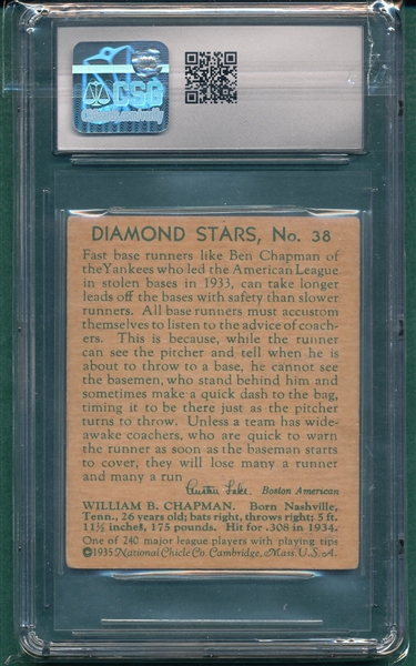 1934-36 Diamond Stars #38 Ben Chapman CSG 4