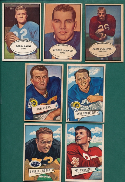 1952/53 Bowman Large Football Lot of (7) W/ Layne