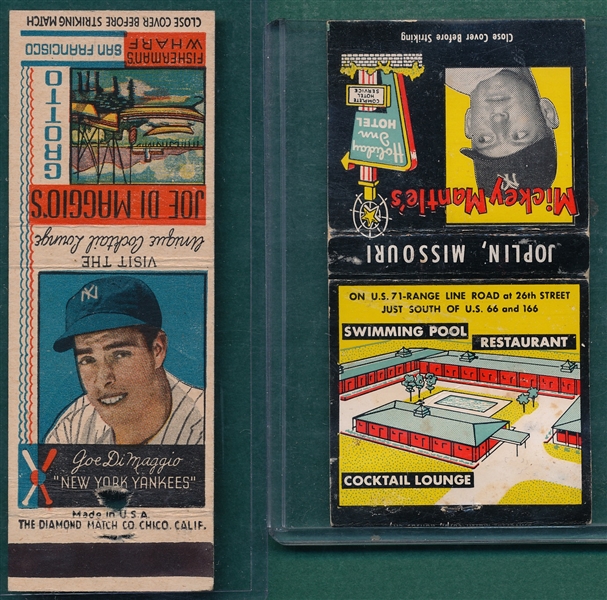 Mantle & DiMaggio Matchbook Covers, Lot of (2)