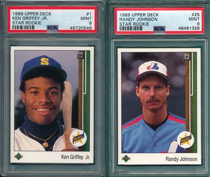 1989 Upper Deck #25 Randy Johnson & #1 Ken Griffey Jr. Lot of (2) PSA 9 *Rookie*